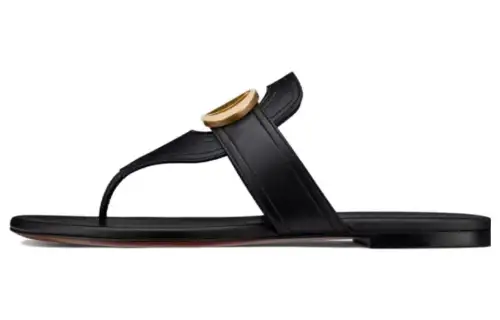 DIOR 30 Montaigne Comfortable Round Toe Metal Flip Flops Women's Black