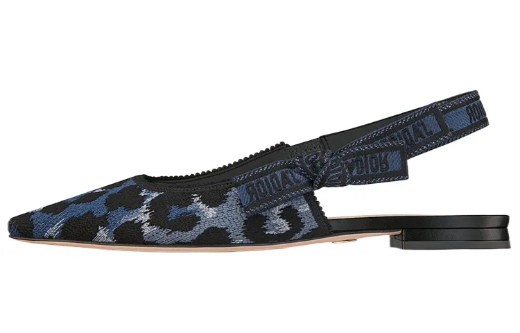 DIOR J'Adior Cotton Fabric Casual Shoes Women's Blue Black
