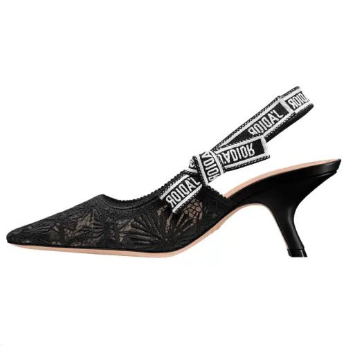 DIOR J'Adior Mesh Irregular Heel High Heels 6.5cm Women's Black