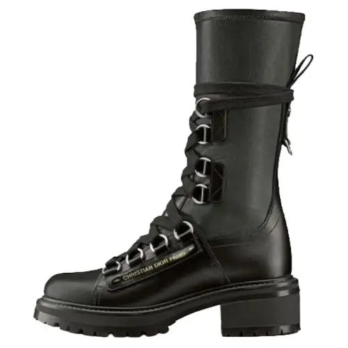 DIOR D Fight Sheepskin Ankle Boots Women's Black