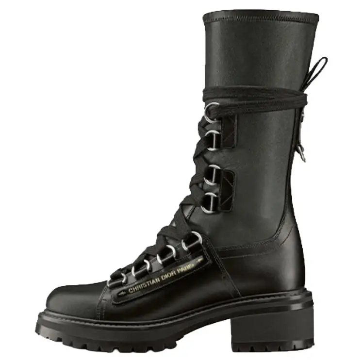 DIOR D Fight Sheepskin Ankle Boots Women's Black