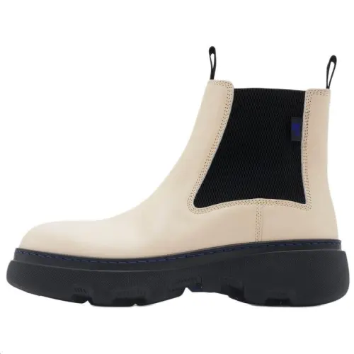 Burberry CREEPER Calfskin Short Chelsea Boots Women's Beige