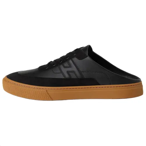 HERMES Closed Toe Slippers Men's Black Brown
