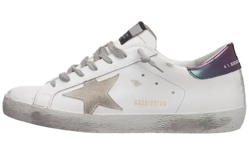 Golden Goose Super Star Low top Stylish Skateboarding Shoes Men's White Blue Distressed