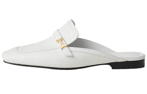 HERMES Groupie Closed Toe Slippers Women's White