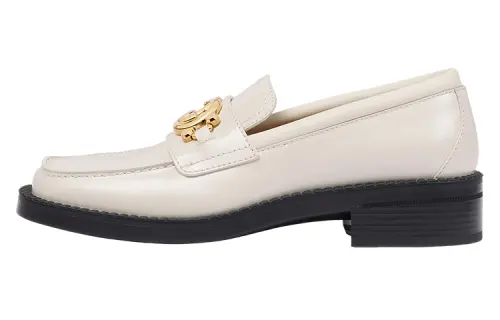 GUCCI Interlocking Leather Loafers Women's White
