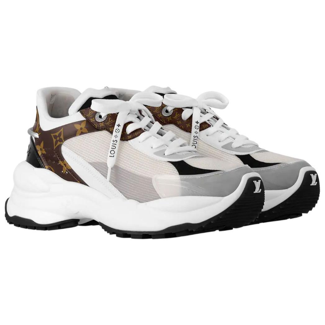 LOUIS VUITTON Run 55 TRAINERS Canvas Low top Casual Shoes Women's Brown
