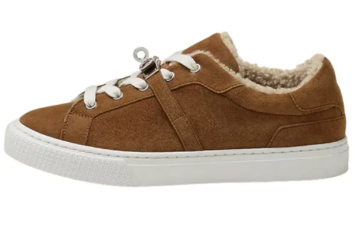HERMES Lace Up Low top Stylish Skateboarding Shoes Women's Brown