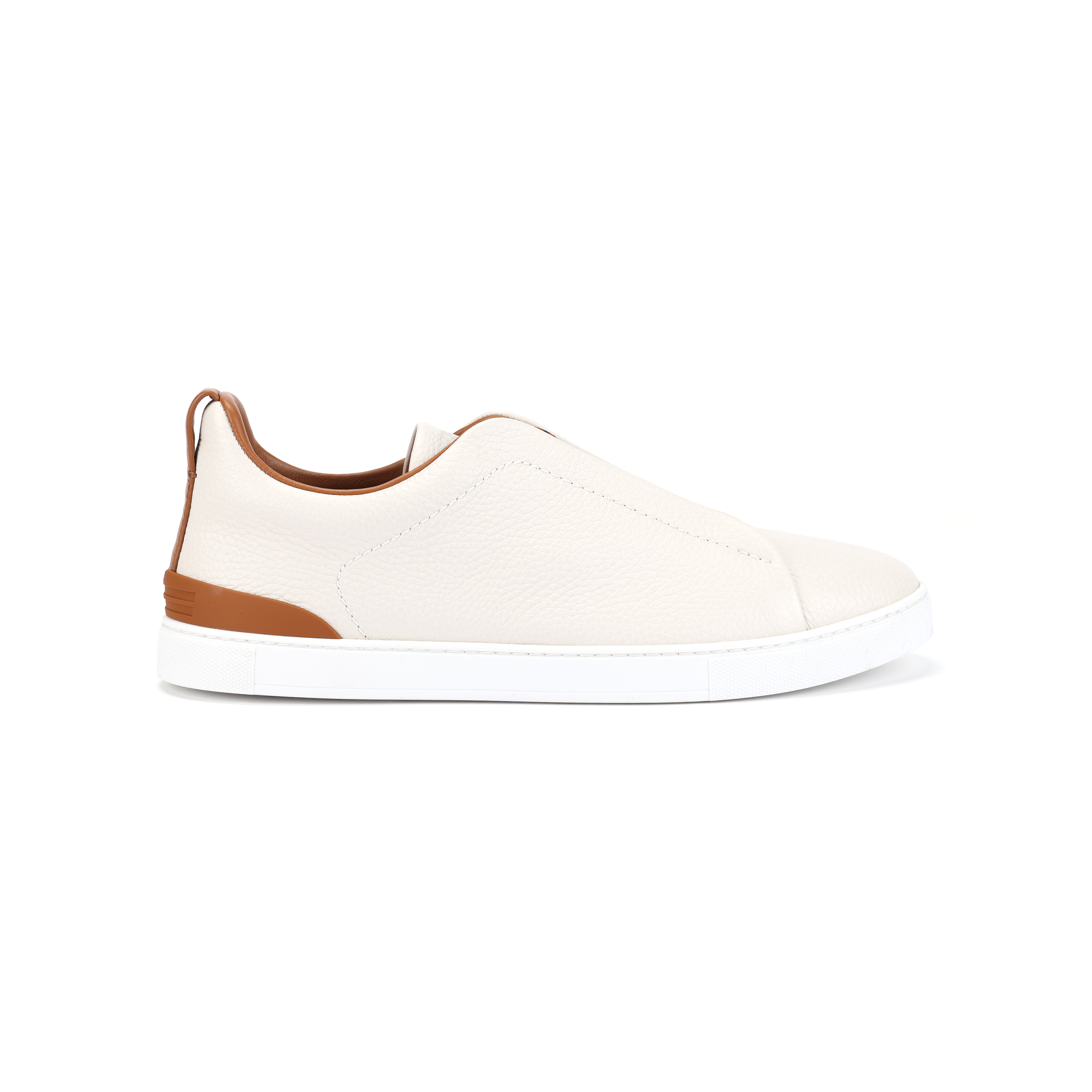 Zegna Deerskin Triple Stitch Off White/Brown