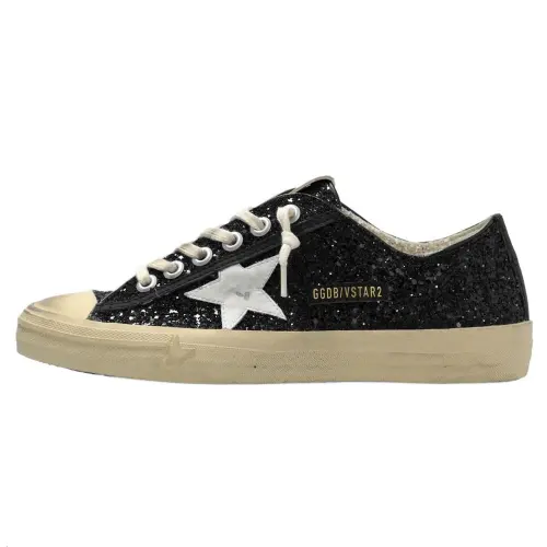Golden Goose V Star 2 Leather Low top Skateboard Shoes Women's Black