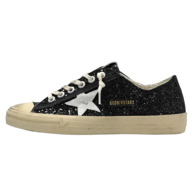 Golden Goose V Star 2 Leather Low top Skateboard Shoes Women's Black