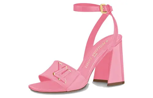 LOUIS VUITTON Shake Patent Leather One Strap Sandals 9.5cm Women's Pink