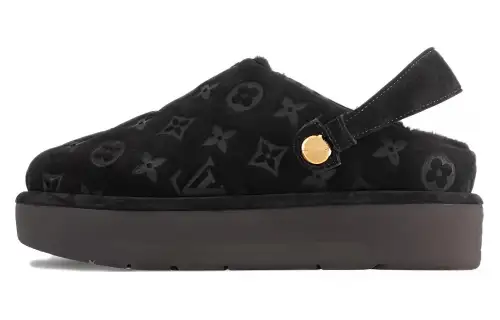 LOUIS VUITTON Leather Women's Casual Shoes Women's Black