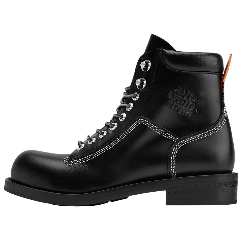 LOUIS VUITTON Nigo Collaboration Bubble FW25 Cow Leather Ankle Boots Men's Black