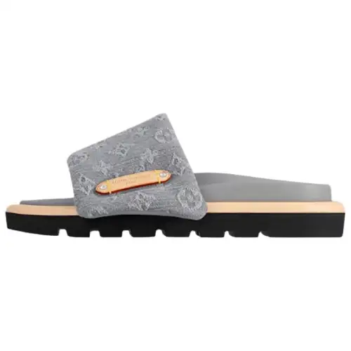 LOUIS VUITTON Pool Pillow Comfort Slide Slippers Women's Gray