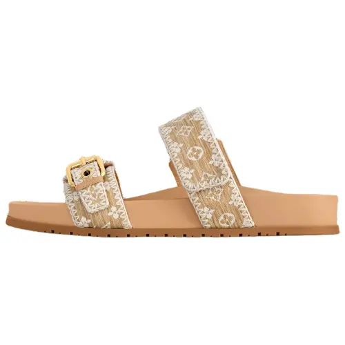LOUIS VUITTON Bom Dia Slide Slippers Women's Brown