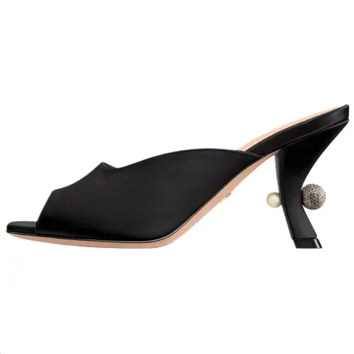 DIOR Tribales Slide Slippers 8cm Women's Black