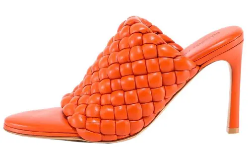 Bottega Veneta Curve Leather Sandals Orange Women's
