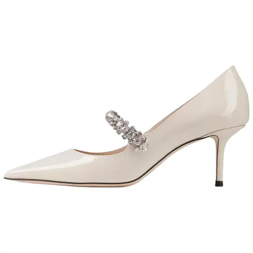 Jimmy Choo Bing patent leather simple and elegant stiletto high heels 6.5cm women's linen color