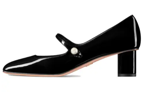DIOR Jolie Dior Patent Leather Chunky Heel High Heels 5CM Women's Black