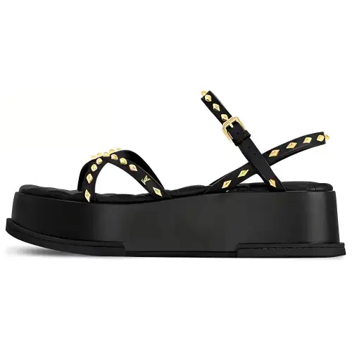 LOUIS VUITTON Maya Flatform One Strap Sandals 5CM Women's Black