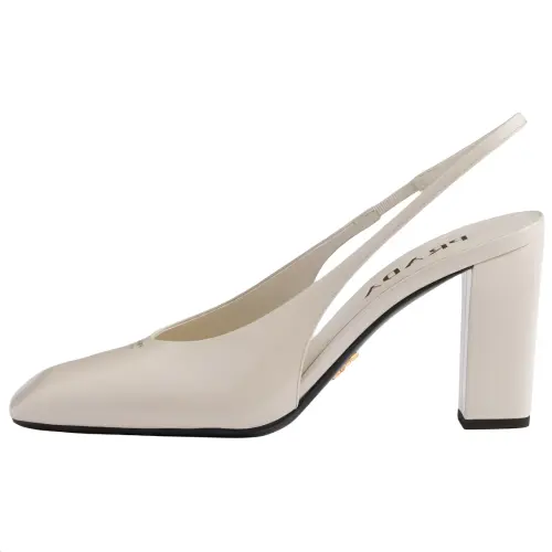 PRADA Patent Leather Block Heel High Heels 8.5cm Women's White