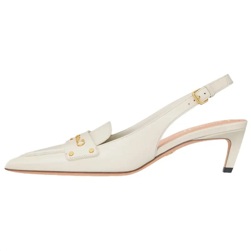 DIOR Boy Cow Leather Slim Heel High Heels 5CM Women's White