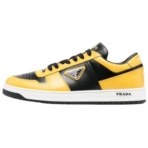 PRADA Downtown Leather Low top Skateboard Shoes Men's Yellow Black