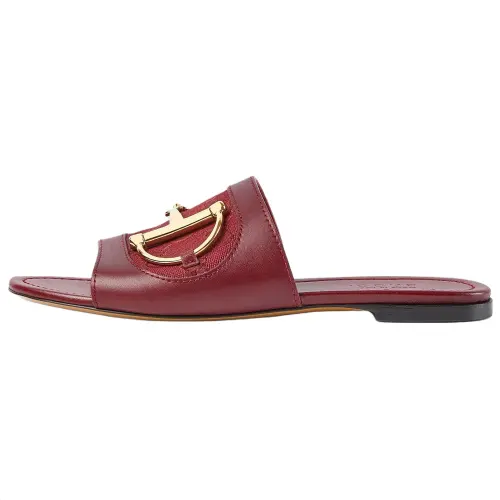 GUCCI Horsebit Quiet Slide Slippers Women's Burgundy