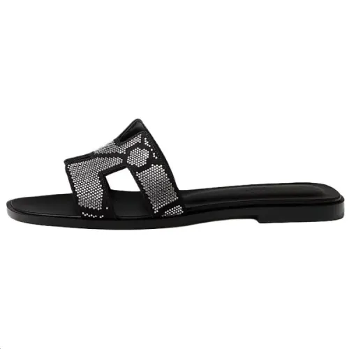 HERMES Oran Slide Slippers Women's Black