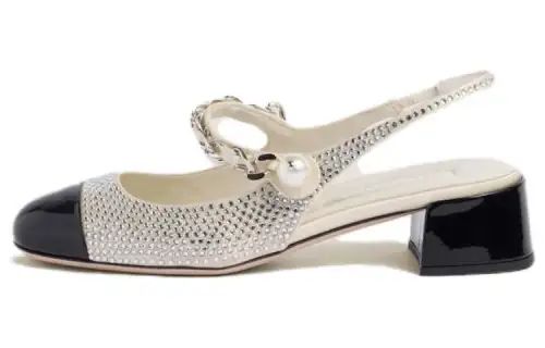 MIU MIU Chunky Heel High Heels 3.5cm Women's Ivory