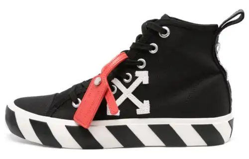 OFF WHITE Vulcanized High top Canvas Shoes Men's Black