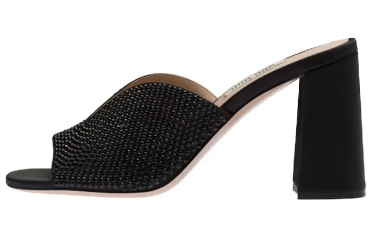 MIU MIU Slide Slippers Women's Black
