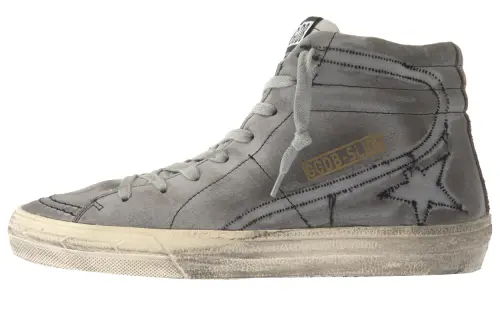 Golden Goose Slide Skateboard Shoes Women's High Top Gray