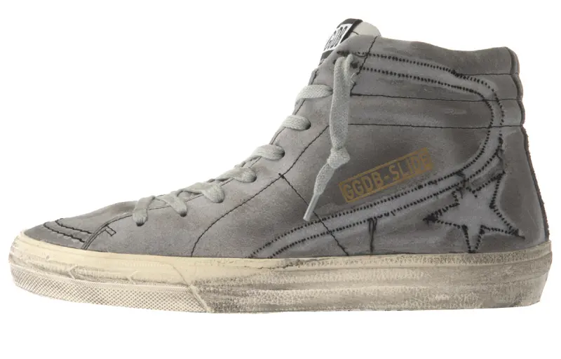 Golden Goose Slide Skateboard Shoes Women's High Top Gray
