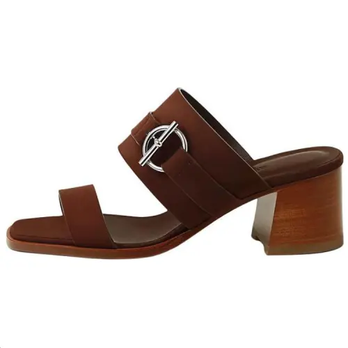 HERMES Slide Slippers 6cm Women's Brown