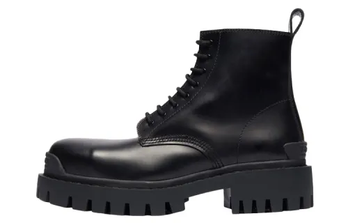 Balenciaga Small Cowhide Lacing Mid Boots 'Black'