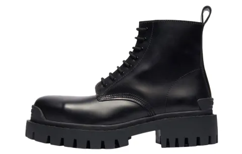 Balenciaga Small Cowhide Lacing Mid Boots 'Black'