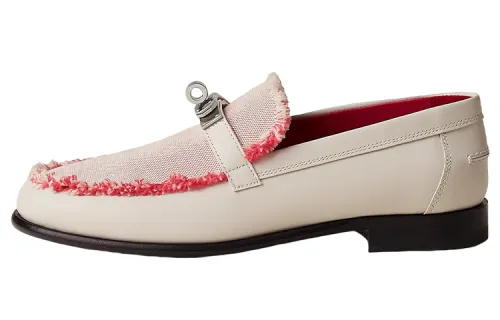 HERMES Destin Fabric, Leather Casual Shoes Women's Beige