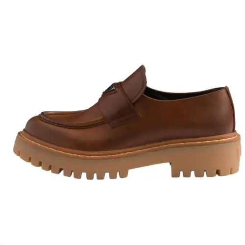 PRADA Leather Loafers 4.5cm Women's Brown