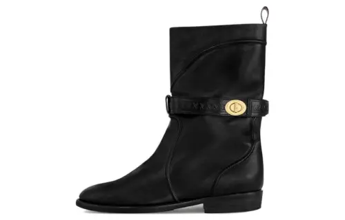 LOUIS VUITTON Cow Leather Ankle Boots Women's Black