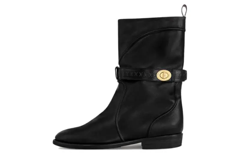 LOUIS VUITTON Cow Leather Ankle Boots Women's Black