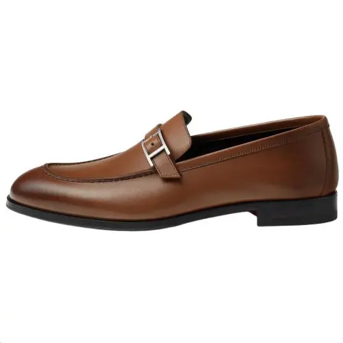 HERMES Monterey Calfskin Casual Shoes Men's Brown