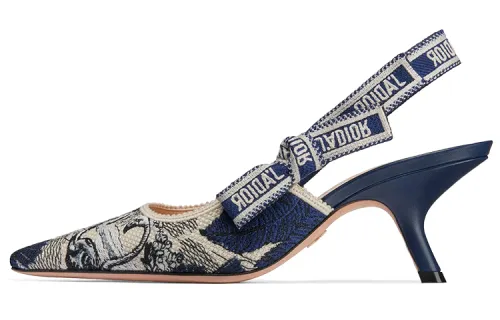 DIOR J'Adior High Heels Women's Blue With White Lettering