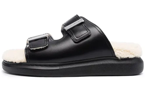 Alexander McQueen Alexander McQueen Hybrid Fur-lined Fashion Slippers Women's Black