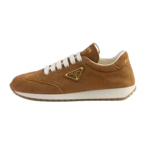 PRADA Suede Low top Casual Shoes Women's Brown