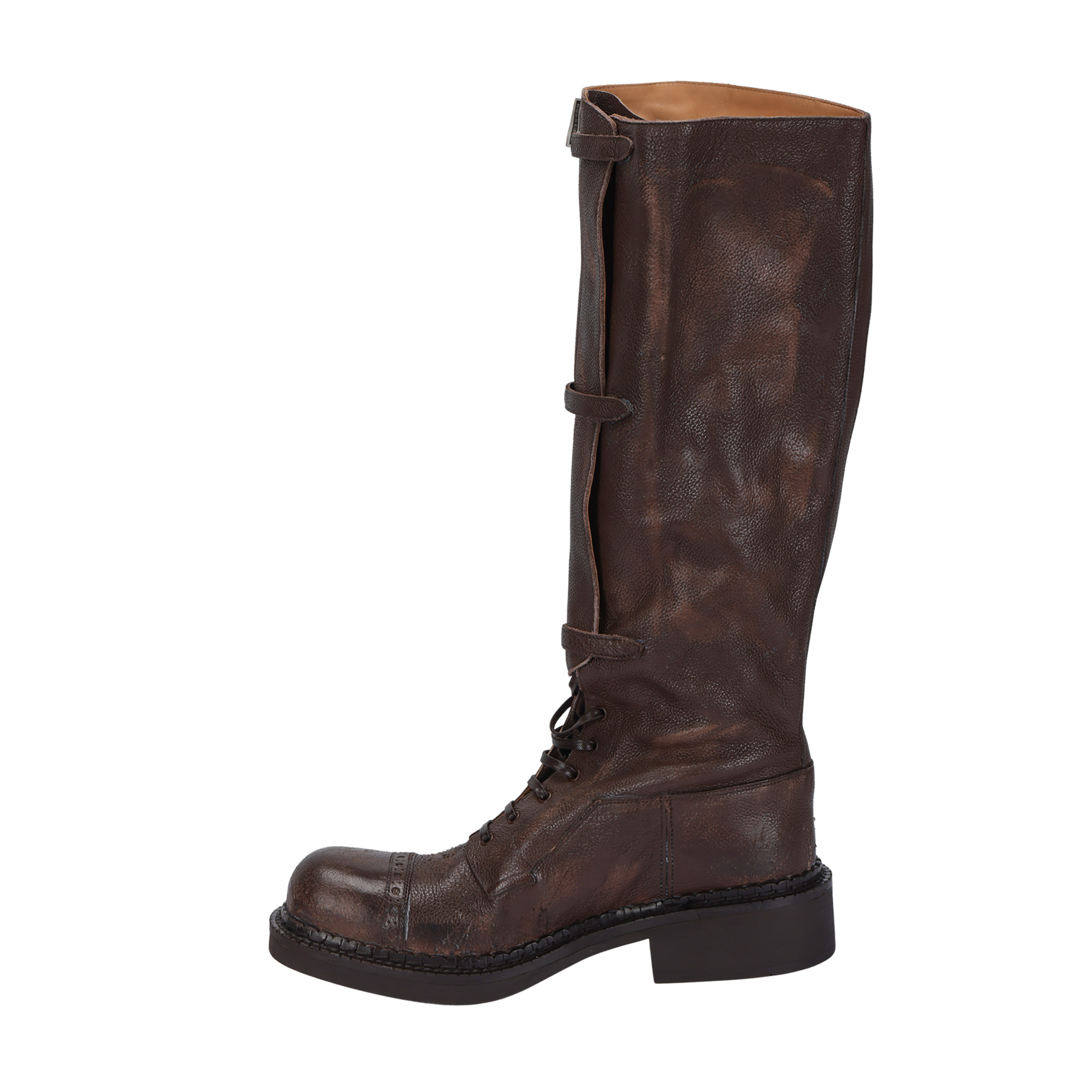 MIU MIU New Year Collection Leather Knee high Boots 3.5cm Women's Brown