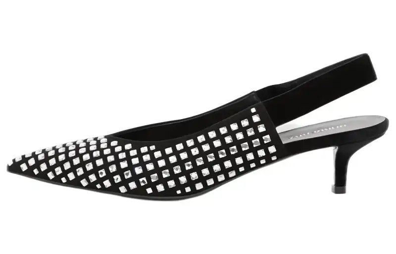 Burberry Suede Slim Heel Mary Jane Shoes Women's Black
