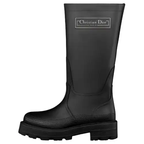 DIOR D Scots Cow Leather Ankle Boots Women's Black