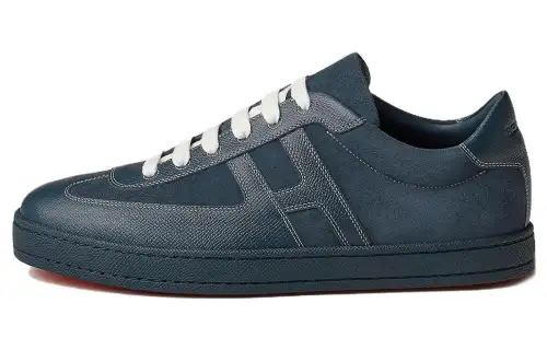 HERMES Boomerang Leather Low top Skateboard Shoes Men's Blue